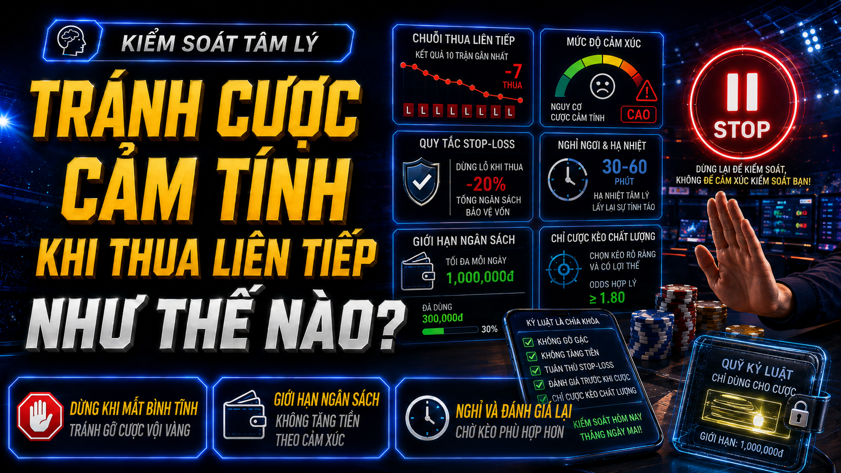 Cách tránh cược cảm tính khi thua liên tiếp từ chuyên gia M88