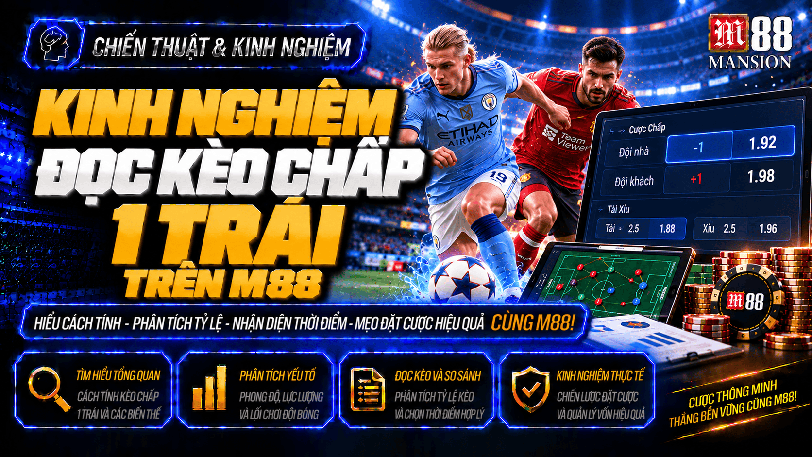 Kinh nghiệm đọc kèo chấp 1 trái trên M88