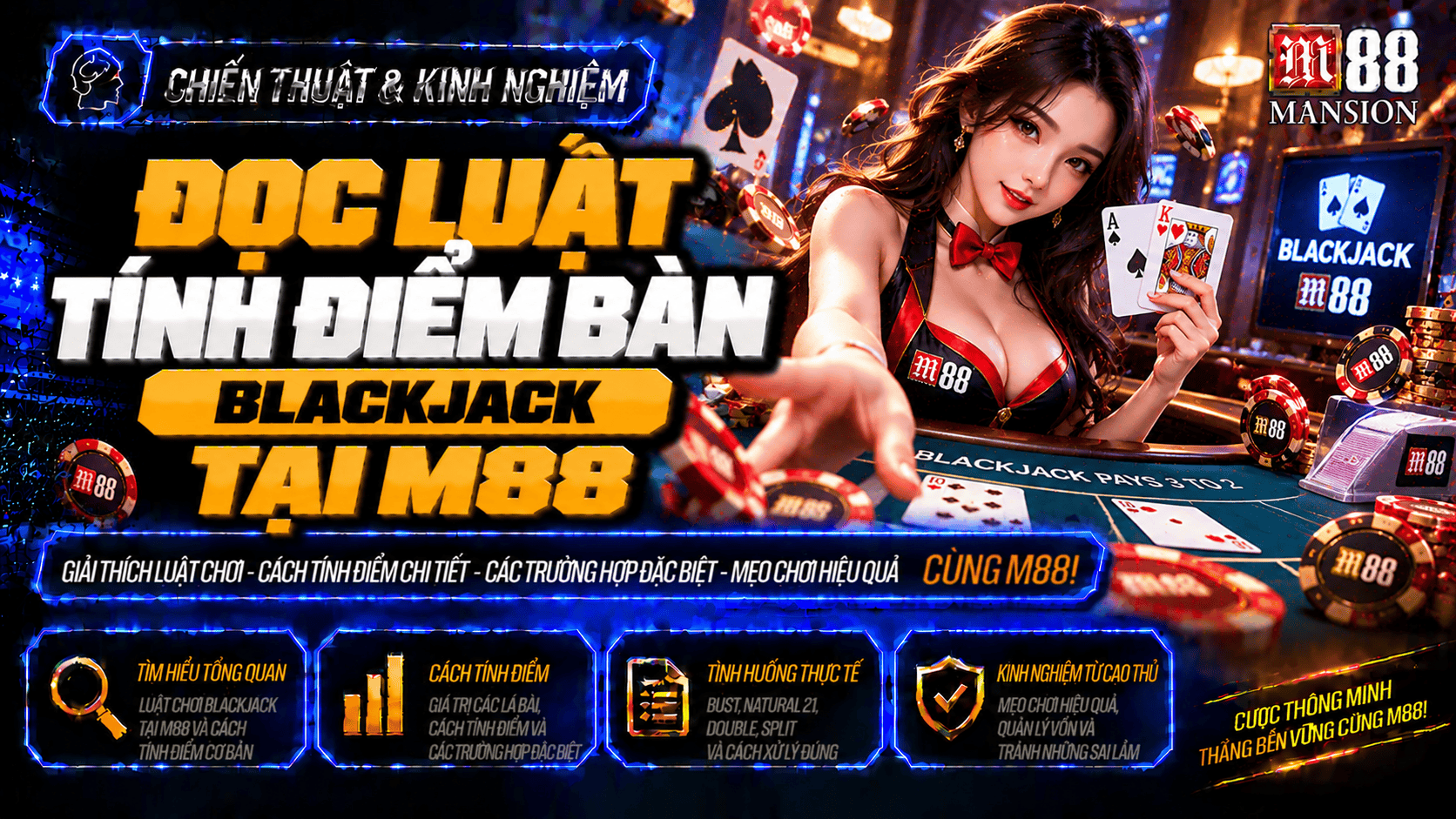 Đọc luật tính điểm bàn Blackjack tại M88 cần kiểm tra gì?