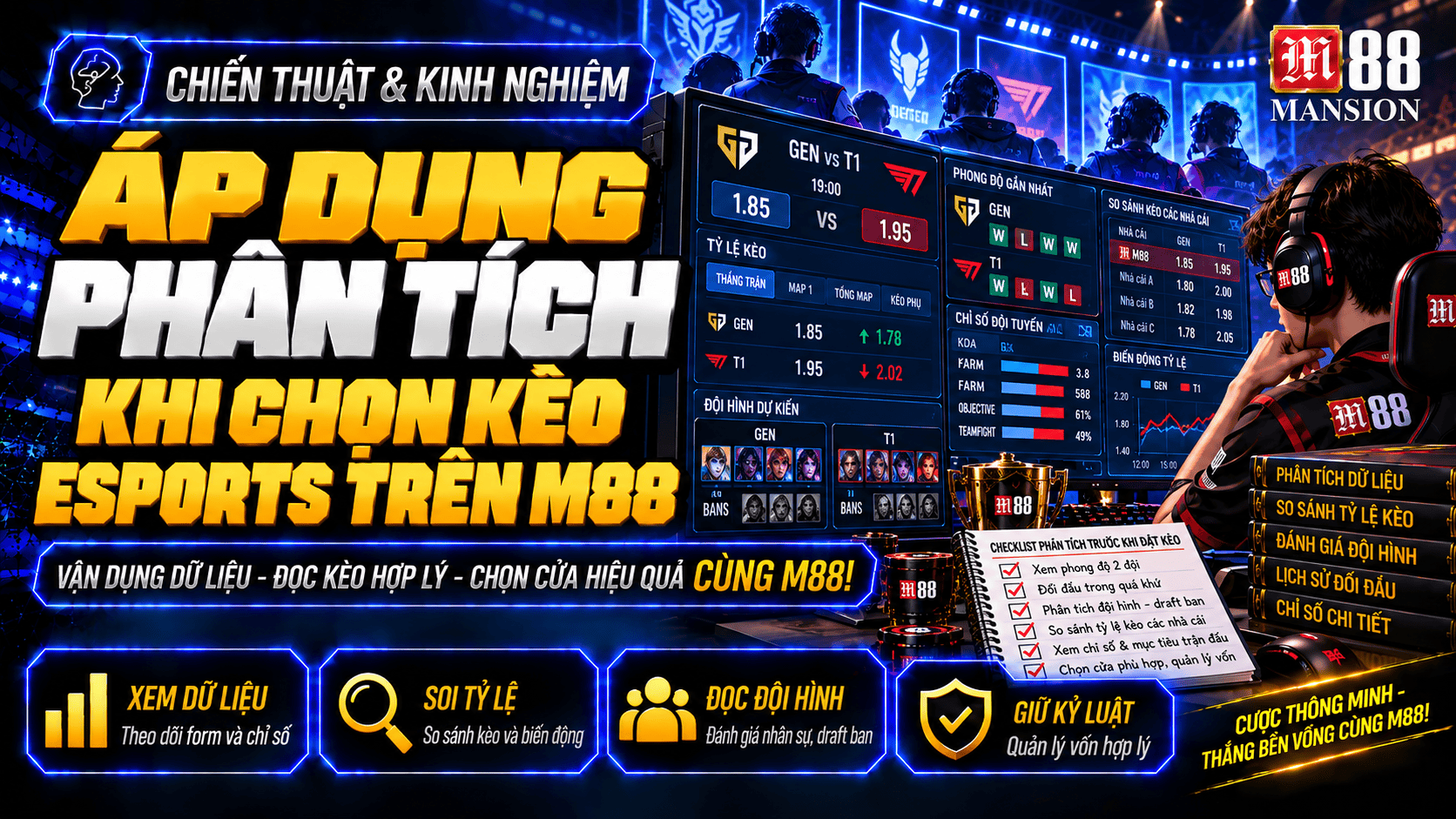 Áp dụng phân tích phong độ khi chọn kèo Esports trên M88