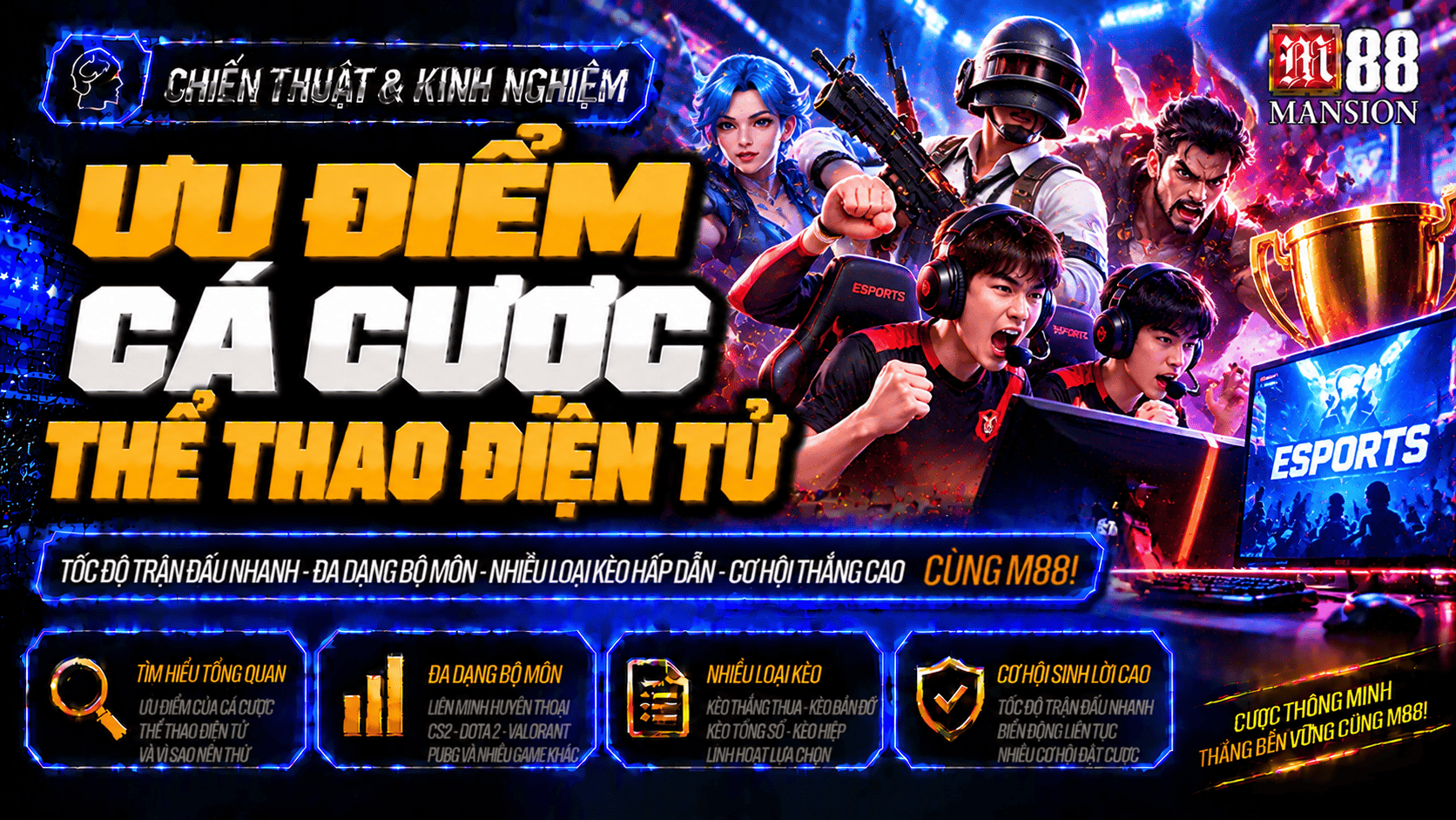 Ưu điểm cá cược thể thao điện tử dưới góc nhìn người theo dõi trận đấu